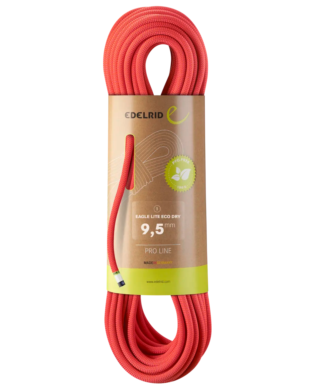 Edelrid Eagle Lite Eco Dry 9.5mm Dynamic Rope  - Coral